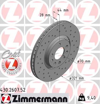 Zimmermann 430.2607.52 - Bremžu diski www.autospares.lv