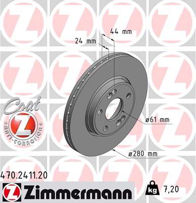 Zimmermann 470.2411.20 - Bremžu diski www.autospares.lv