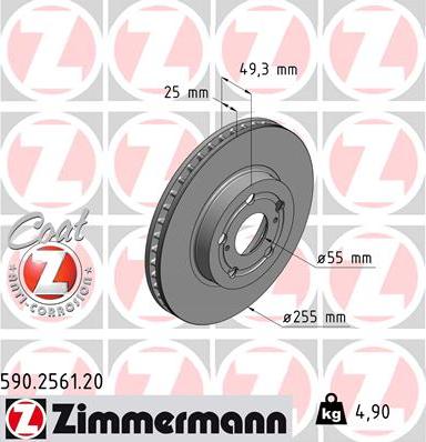 Zimmermann 590.2561.20 - Bremžu diski www.autospares.lv
