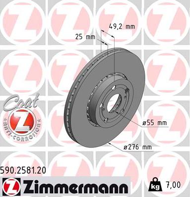 Zimmermann 590.2581.20 - Bremžu diski www.autospares.lv