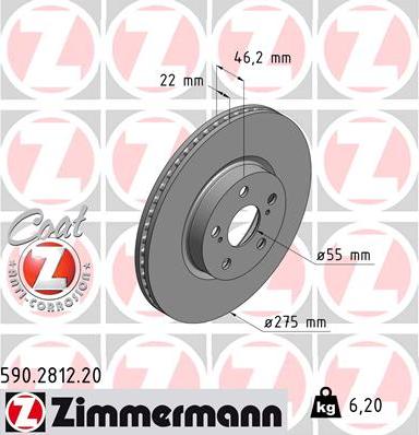 Zimmermann 590.2812.20 - Bremžu diski www.autospares.lv