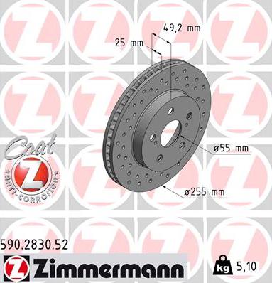 Zimmermann 590.2830.52 - Bremžu diski www.autospares.lv