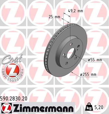 Zimmermann 590.2830.20 - Bremžu diski www.autospares.lv