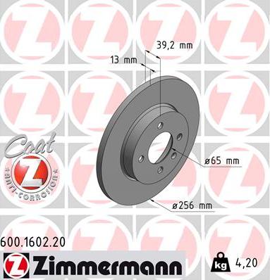 Zimmermann 600.1602.20 - Bremžu diski www.autospares.lv