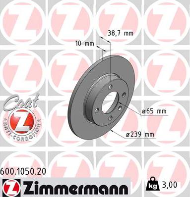 Zimmermann 600.1050.20 - Bremžu diski www.autospares.lv