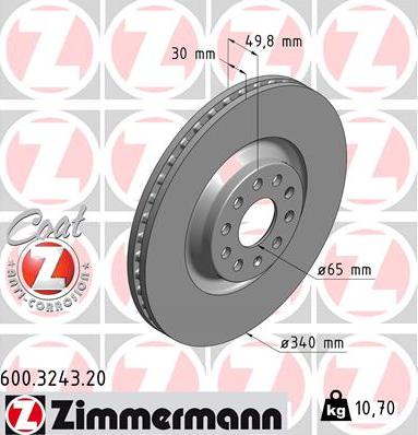 Zimmermann 600.3243.20 - Bremžu diski www.autospares.lv