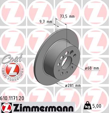 Zimmermann 610.1171.20 - Bremžu diski www.autospares.lv