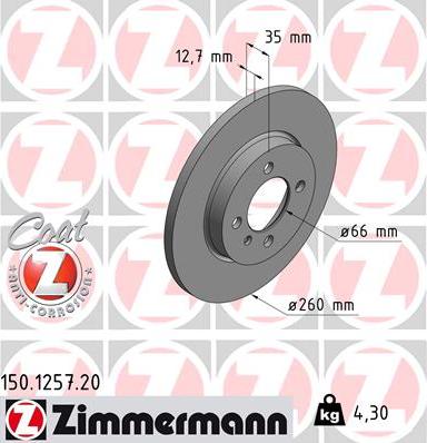 Zimmermann 150.1257.20 - Bremžu diski www.autospares.lv