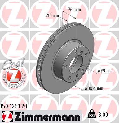 Zimmermann 150.1261.20 - Bremžu diski www.autospares.lv