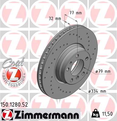 Zimmermann 150.1280.52 - Bremžu diski www.autospares.lv