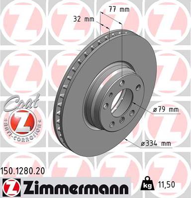 Zimmermann 150.1280.20 - Bremžu diski www.autospares.lv