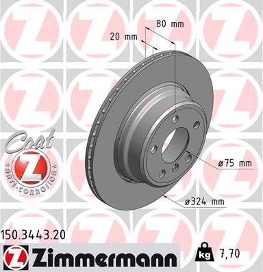 Zimmermann 150.3443.20 - Bremžu diski www.autospares.lv