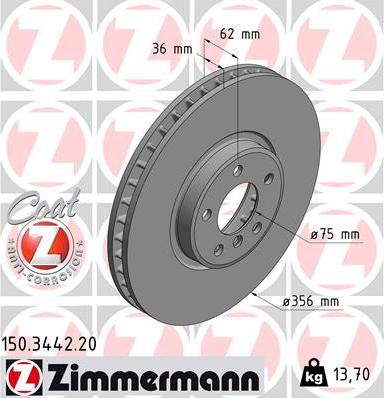 Zimmermann 150.3442.20 - Bremžu diski www.autospares.lv
