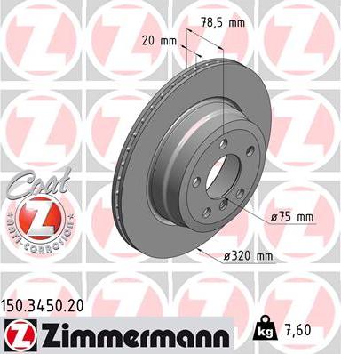 Zimmermann 150.3450.20 - Bremžu diski www.autospares.lv