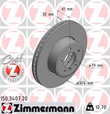Zimmermann 150.3407.20 - Bremžu diski www.autospares.lv