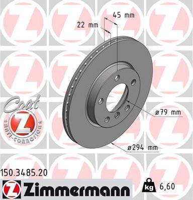 Zimmermann 150.3485.20 - Bremžu diski www.autospares.lv