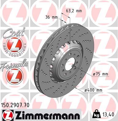 Zimmermann 150.2907.70 - Bremžu diski www.autospares.lv