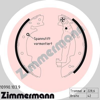 Zimmermann 10990.103.9 - Bremžu loku komplekts www.autospares.lv