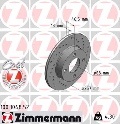Zimmermann 100.1048.52 - Bremžu diski www.autospares.lv