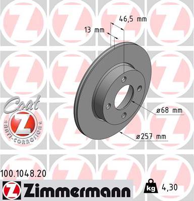 Zimmermann 100.1048.20 - Bremžu diski www.autospares.lv