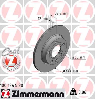 Zimmermann 100.1244.20 - Bremžu diski www.autospares.lv