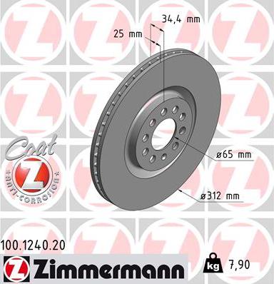 Zimmermann 100.1240.20 - Bremžu diski www.autospares.lv