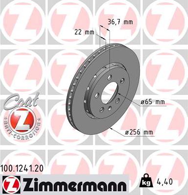 Zimmermann 100.1241.20 - Bremžu diski www.autospares.lv