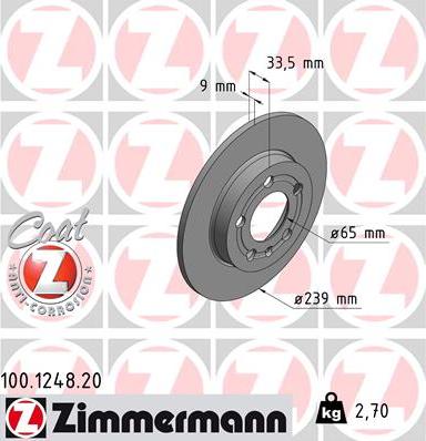 Zimmermann 100.1248.20 - Bremžu diski www.autospares.lv