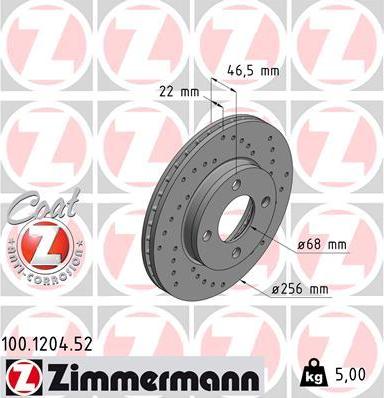 Zimmermann 100.1204.52 - Bremžu diski www.autospares.lv