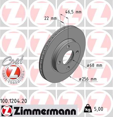 Zimmermann 100.1204.20 - Bremžu diski www.autospares.lv
