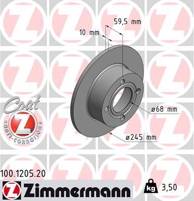 Zimmermann 100.1205.20 - Bremžu diski www.autospares.lv
