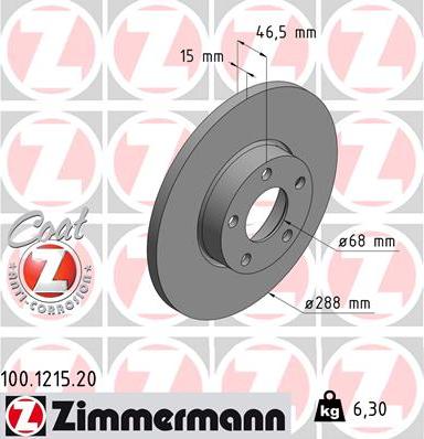 Zimmermann 100.1215.20 - Bremžu diski www.autospares.lv
