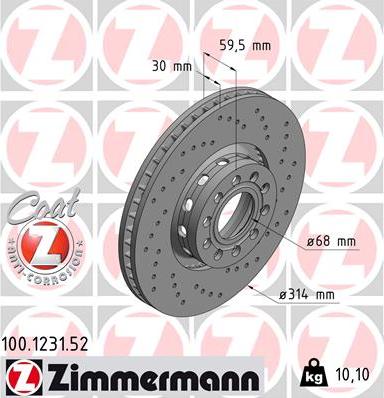Zimmermann 100.1231.52 - Bremžu diski www.autospares.lv