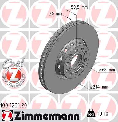 Zimmermann 100.1231.20 - Bremžu diski www.autospares.lv