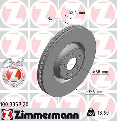 Zimmermann 100.3357.20 - Bremžu diski www.autospares.lv