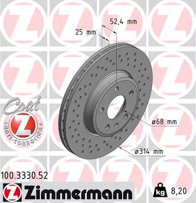 Zimmermann 100.3330.52 - Bremžu diski www.autospares.lv