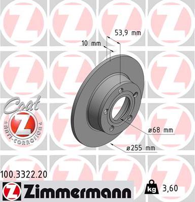 Zimmermann 100.3322.20 - Bremžu diski www.autospares.lv