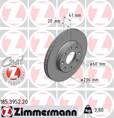 Zimmermann 185.3952.20 - Bremžu diski www.autospares.lv