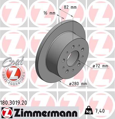 Zimmermann 180.3019.20 - Bremžu diski www.autospares.lv