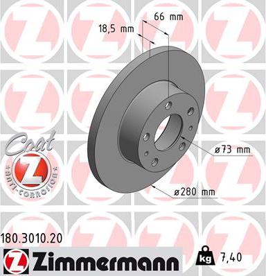 Zimmermann 180.3010.20 - Bremžu diski www.autospares.lv