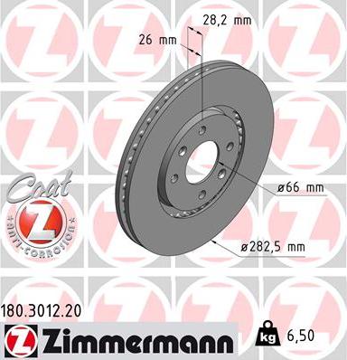 Zimmermann 180.3012.20 - Bremžu diski www.autospares.lv