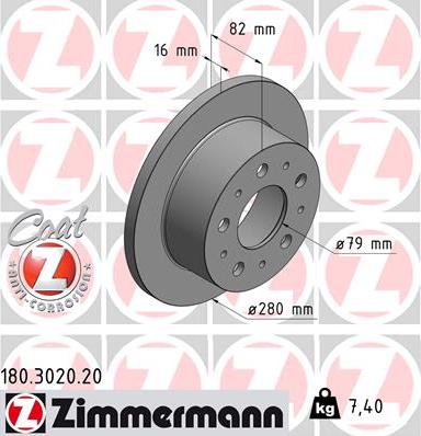 Zimmermann 180.3020.20 - Bremžu diski www.autospares.lv
