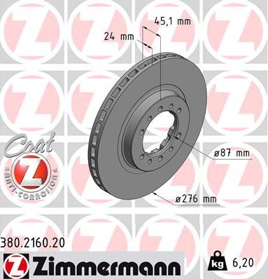 Zimmermann 380.2160.20 - Bremžu diski www.autospares.lv