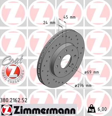 Zimmermann 380.2162.52 - Bremžu diski www.autospares.lv