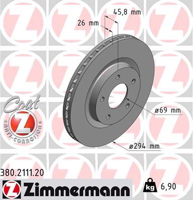 Zimmermann 380.2111.20 - Bremžu diski www.autospares.lv