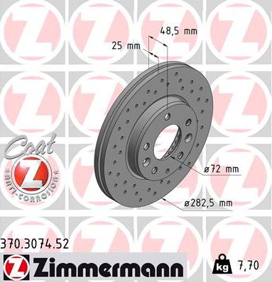 Zimmermann 370.3074.52 - Bremžu diski www.autospares.lv