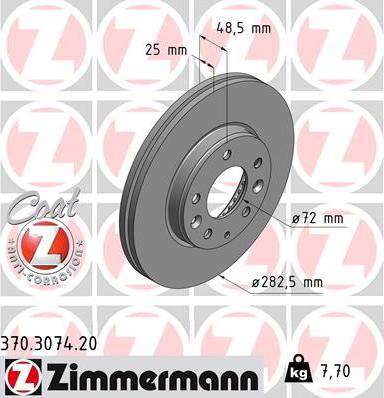 Zimmermann 370.3074.20 - Bremžu diski www.autospares.lv