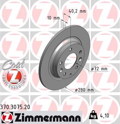 Zimmermann 370.3075.20 - Bremžu diski www.autospares.lv