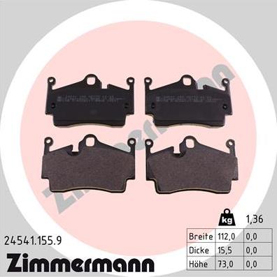 Zimmermann 24541.155.9 - Bremžu uzliku kompl., Disku bremzes www.autospares.lv