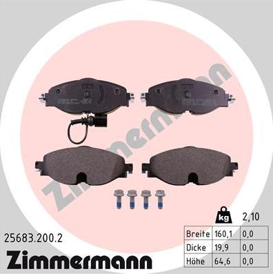 Zimmermann 25683.200.2 - Bremžu uzliku kompl., Disku bremzes www.autospares.lv